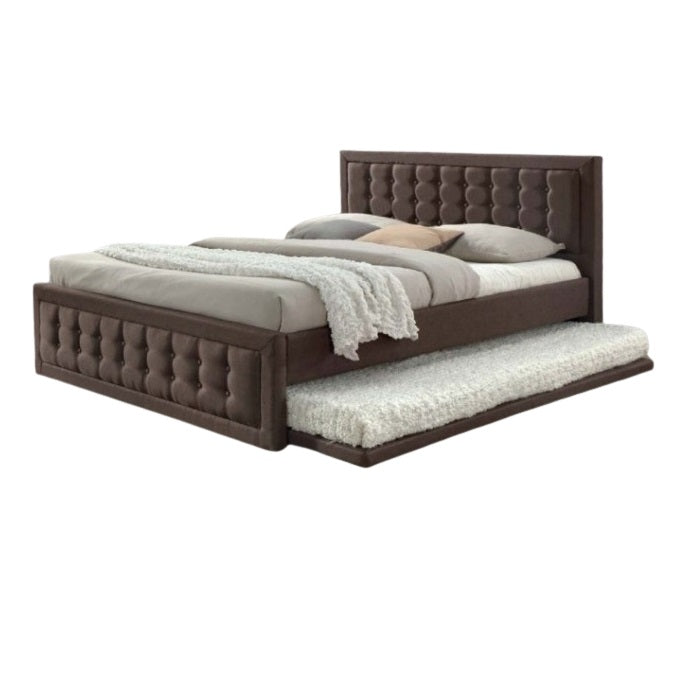 Alfie Upholstered Bed Frame with Pull-Out Trundle for Queen Size Bed