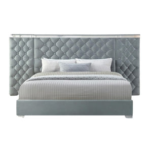 Mikee Upholstered Bed Frame with Extra-Wide Headboard for Queen Size Bed