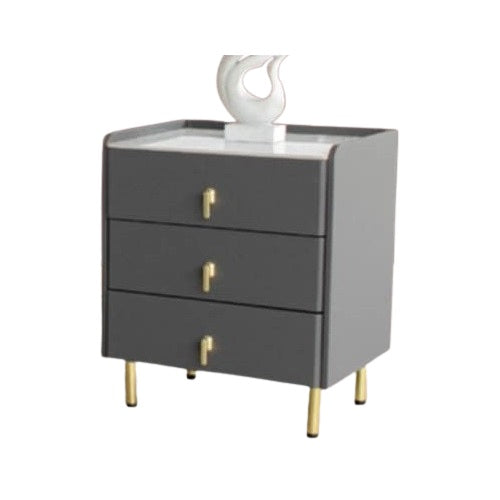 A bedside table adorned with a clock and several photographs, enhancing the room's intimate and inviting ambiance.