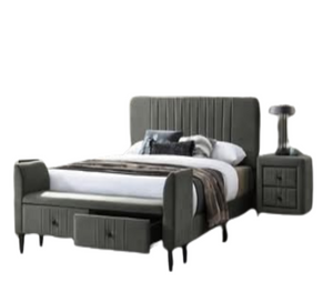 Ananias Upholstered Bed Frame with Storage Drawers for Queen Size Bed