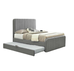 Cesar Upholstered Bed Frame with Pull-Out Trundle for Double to Queen Size Beds