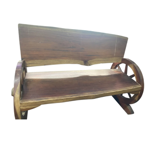 Willow Wooden Bench with Wagon Wheel Arms