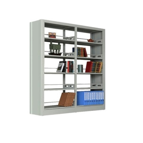 A steel white bookshelf with adjustable layer, for book binders, and decorative items.