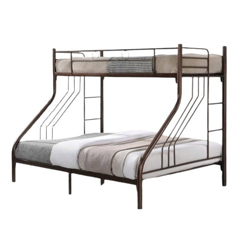 A stylish bed with a durable metal frame and headboard, designed to add a modern touch to your sleeping space.