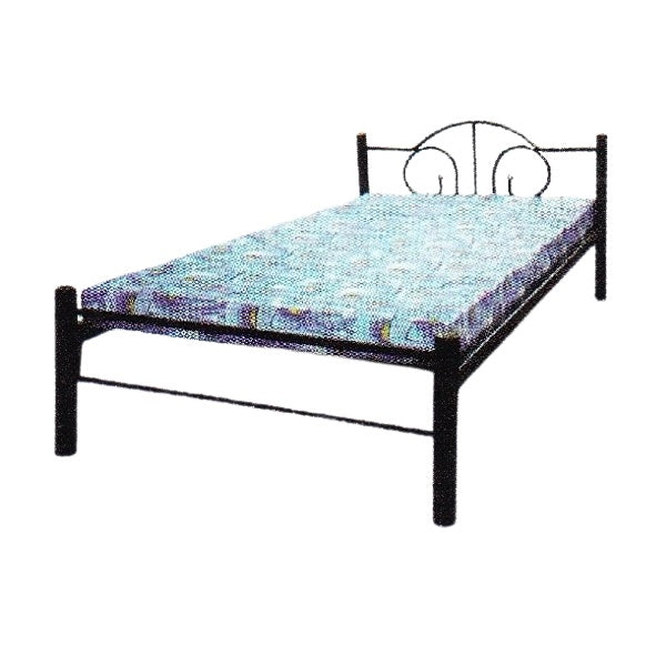 A modern black metal bed, perfect for optimizing sleeping arrangements in compact living areas.