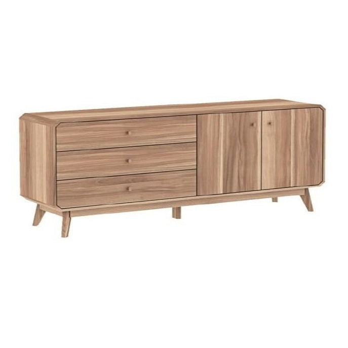 A wooden armoire featuring spacious drawers, showcasing a classic design and rich wood grain.