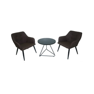 Ranunculus Coffee Table Set | Round Black Table Top with 2 Upholstered Chairs