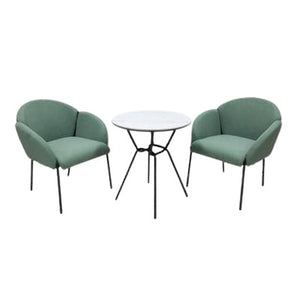 Anemone Coffee Table Set | Round White Table Top with 2 Upholstered Chairs