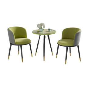 Rose Metal Coffee Table Set | Round Wooden Top Table with 2 Fabric Upholstered Chairs