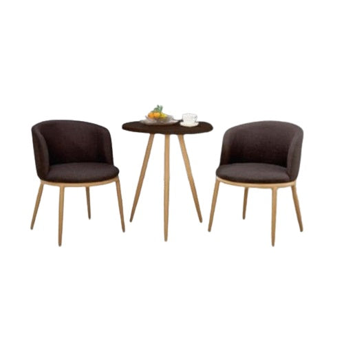 Two chairs flanking a round table, offering a welcoming space for conversation or dining.