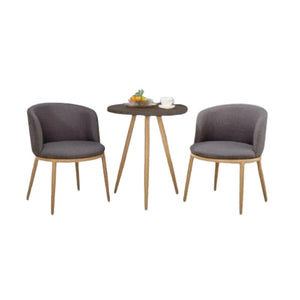 Daffodil Coffee Table Set | Round Glass Top Table with 2 Fabric Upholstered Chairs