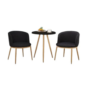 Chrysanthemum Coffee Table Set | Round Glass Top Table with 2 Fabric Upholstered Chairs