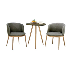 Gerbera Coffee Table Set | Round Glass Top Table with 2 Velvet Upholstered Chairs
