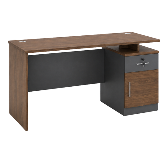 Tulsi Office Table with Metal Legs & Fixed Pedestal, 120cm & 140cm