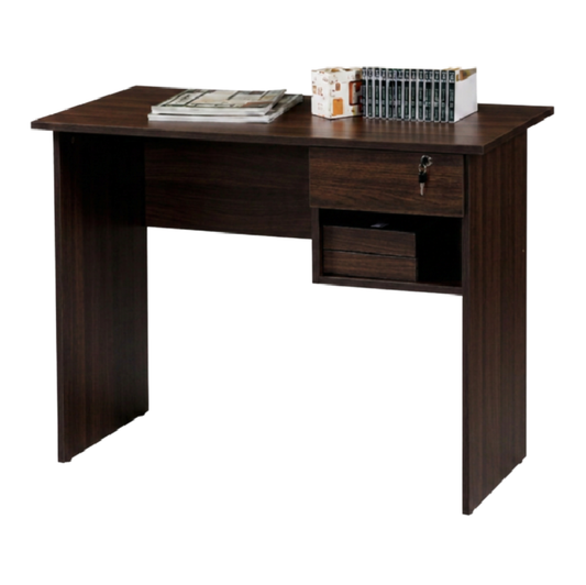 Toad Lily Office Table with Open Shelf & Lockable Drawer, 90cm