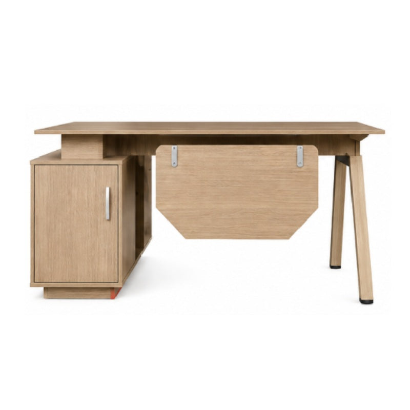 Bay Leaf L-Type Office Table with Cabinet & Drawer, 140cm