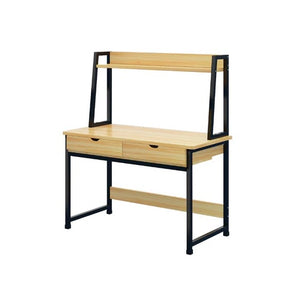 Kian Computer Table with 2 Drawers & Storage Shelves, 100cm