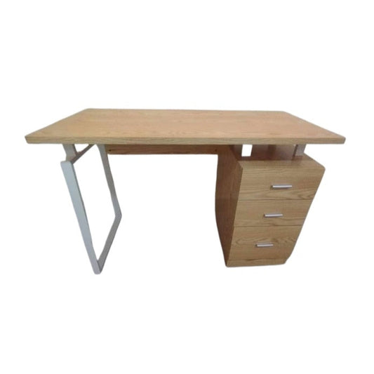 A contemporary computer desk supported by a robust metal frame, perfect for enhancing productivity in any office setting.