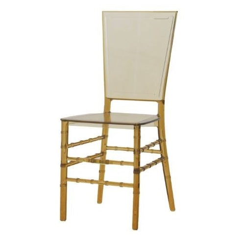A stylish clear seat, emphasizing contemporary aesthetics and simplicity.