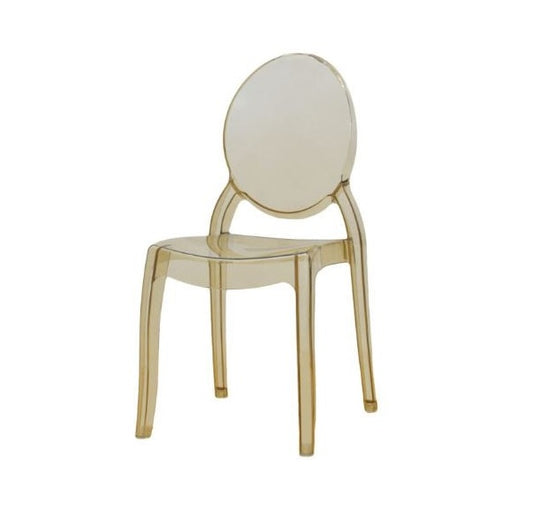 A stylish clear seat, emphasizing contemporary aesthetics and simplicity.