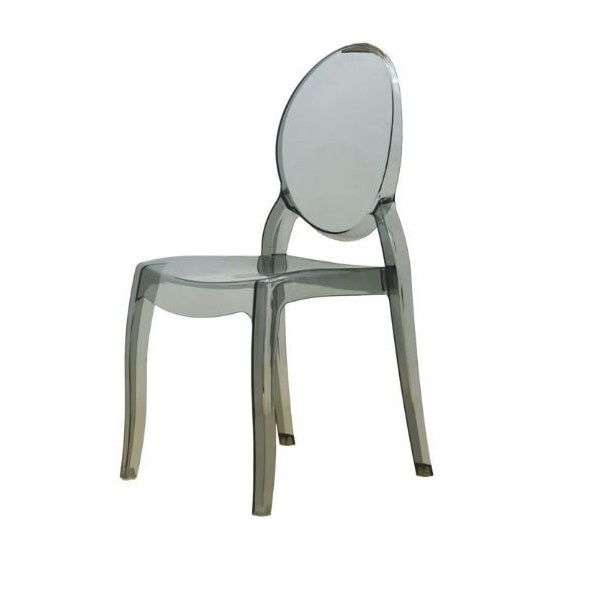A stylish clear seat, emphasizing contemporary aesthetics and simplicity.