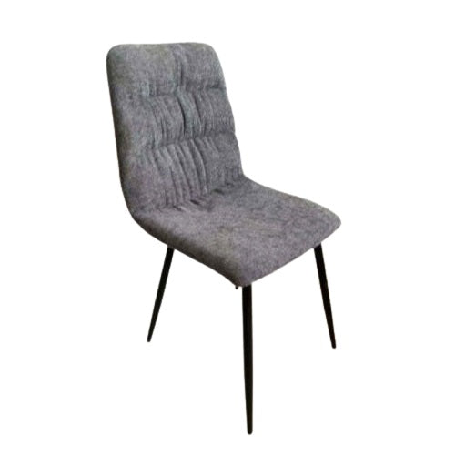A contemporary grey chair with black legs, adorned with a chic chevron pattern, perfect for enhancing interior decor.