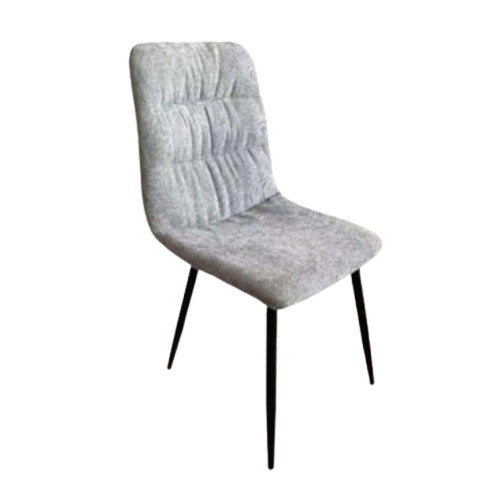 A contemporary grey chair with black legs, adorned with a chic chevron pattern, perfect for enhancing interior decor.