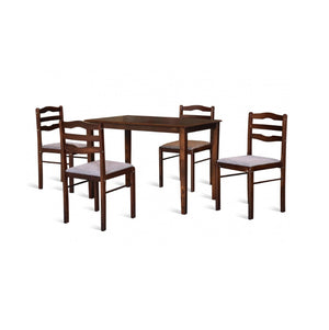 Isaiah 4 Seater Dining Set | Rectangular Wooden Dining Set with Cushioned Seats