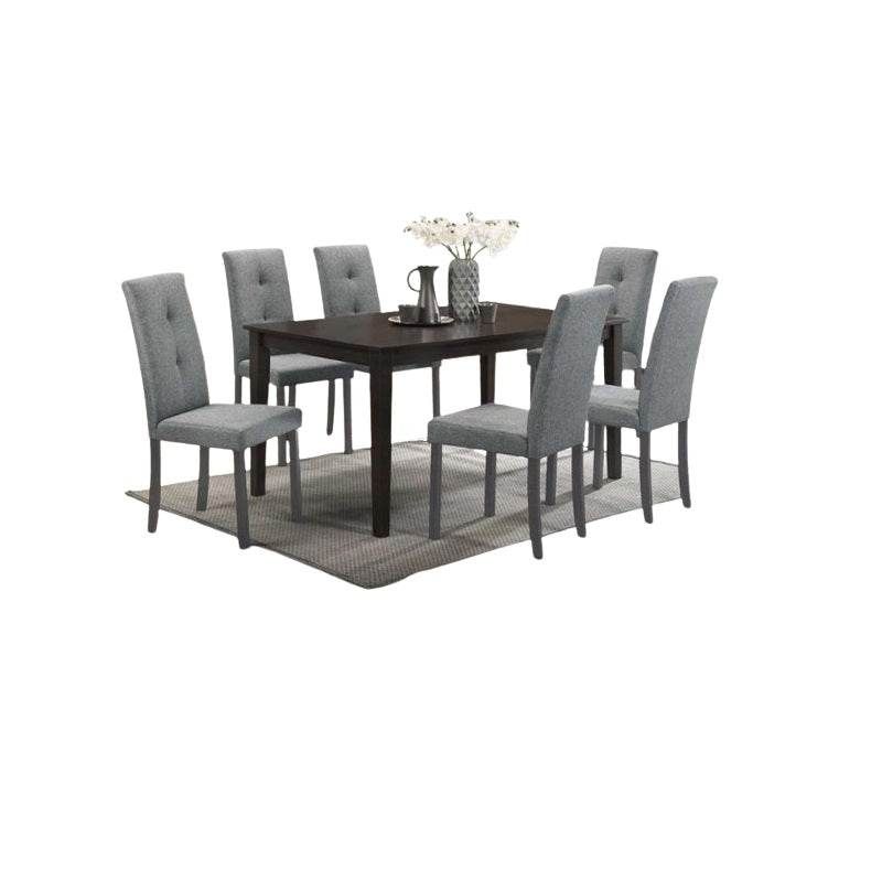 Babbles 6 Seater Dining Set | Rectangular Wooden Dining Set with Fabric Upholstered Chairs