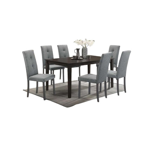 Babbles 6 Seater Dining Set | Rectangular Wooden Dining Set with Fabric Upholstered Chairs