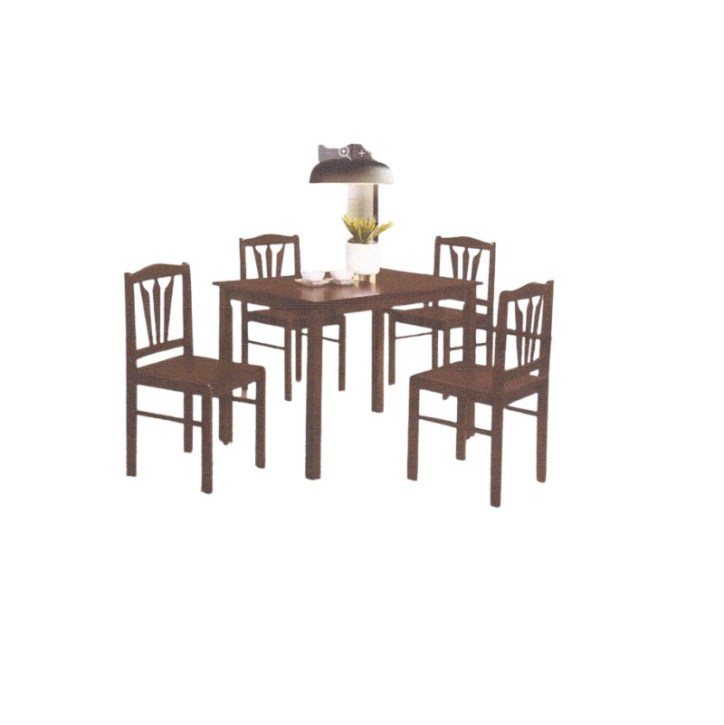 A modern dining table with matching chairs, designed for comfort and social dining experiences.