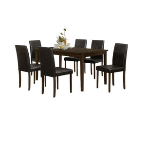 Alaska 6 Seater Rectangular Wooden Dining Set with Leatherette Upholstered Chairs