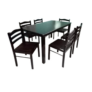 Asher 6 Seater Rectangular Wooden Dining Set with Camelback Chairs