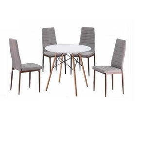 Baby 4 Seater Dining Set | Round Table with Wooden Legs & Fabric Upholstered Chairs