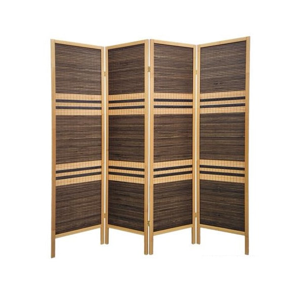 Stylish folding divider made of bamboo panels, ideal for creating privacy and enhancing interior decor.