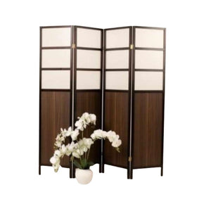 Stella 4 Panel Folding Room Divider | Bamboo Divider with Acrylic Glass