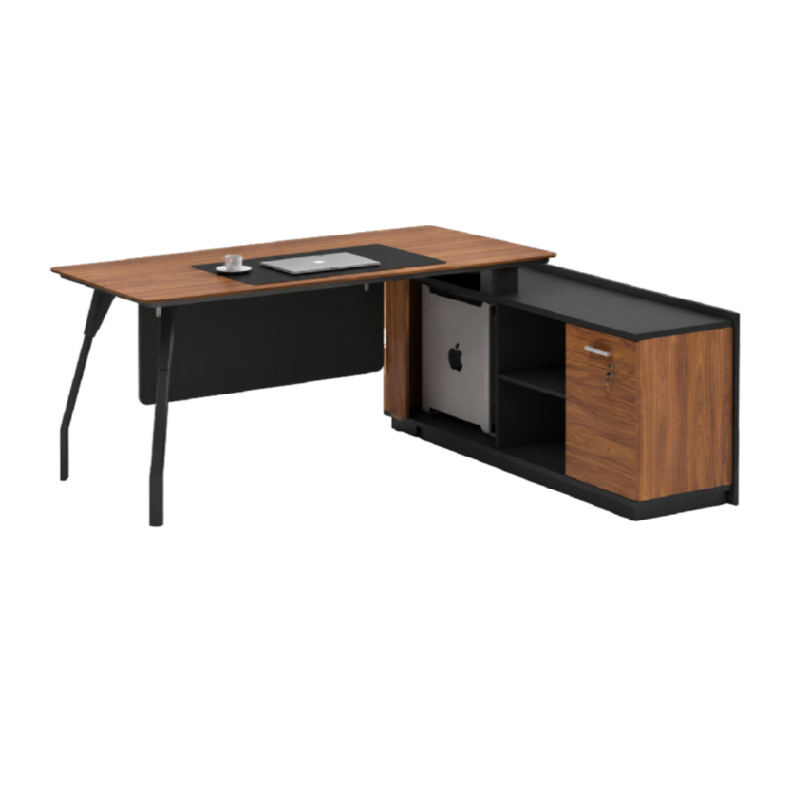 Kohen L-Type Executive Table with Metal Legs, 160cm, 180cm & 200cm