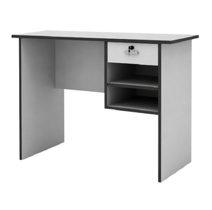 Lamium Office Table with Open Shelves & Lockable Drawer, 91cm