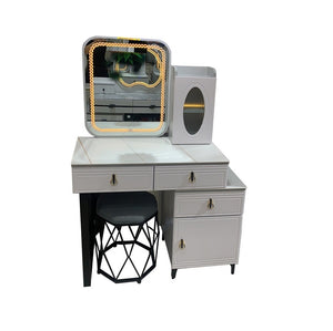 Cassius 96cm Dresser with Mirror & Stool | 4 Drawers with Top Storage