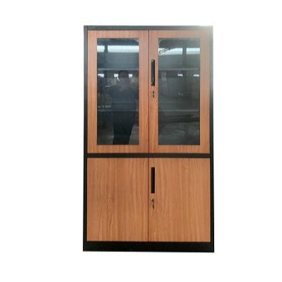 A pair of wooden doors with glass panels, highlighting a stylish entrance with a modern yet traditional aesthetic.