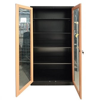 A pair of wooden doors with glass panels, highlighting a stylish entrance with a modern yet traditional aesthetic.