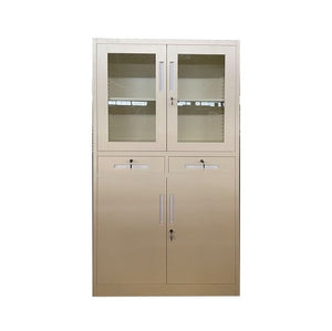 Gray Steel Cabinet with Lock & Storage Compartments, 90cm