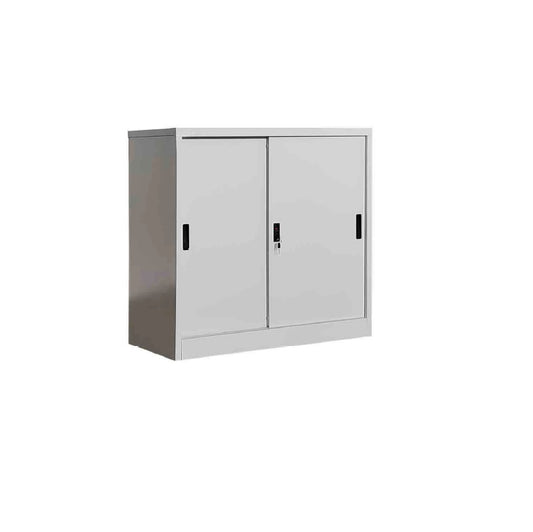 Harry Steel Cabinet with Sliding Doors & Adjustable Shelves, 90cm