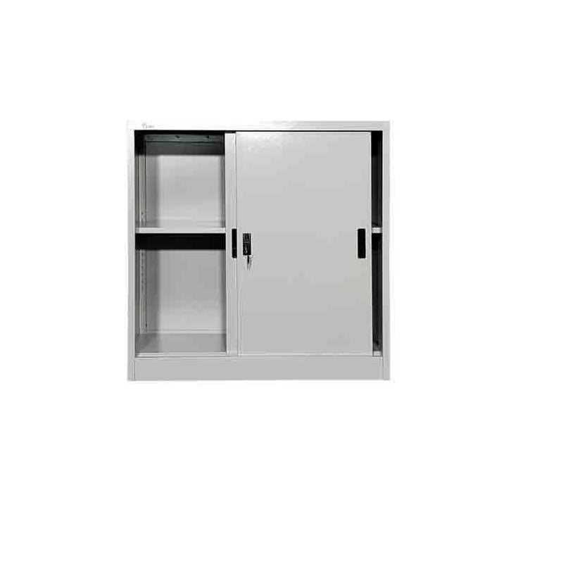 Harry Steel Cabinet with Sliding Doors & Adjustable Shelves, 90cm