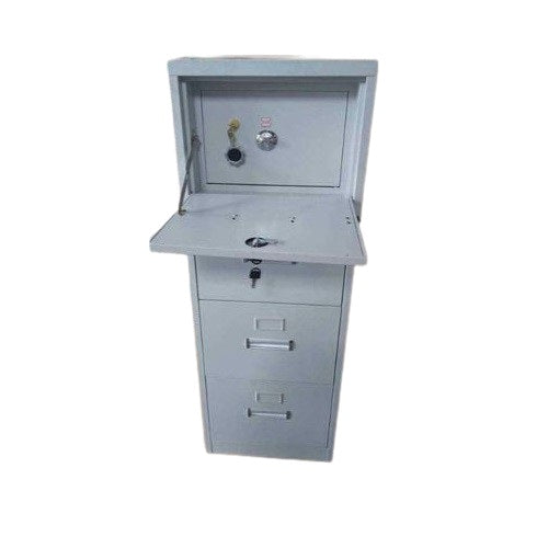 A gray metal locker with compartments, designed for efficient storage and easy access.