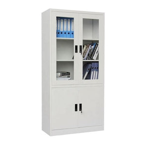 Erik Steel Cabinet with Glass Doors & 2 Shelves, 90cm