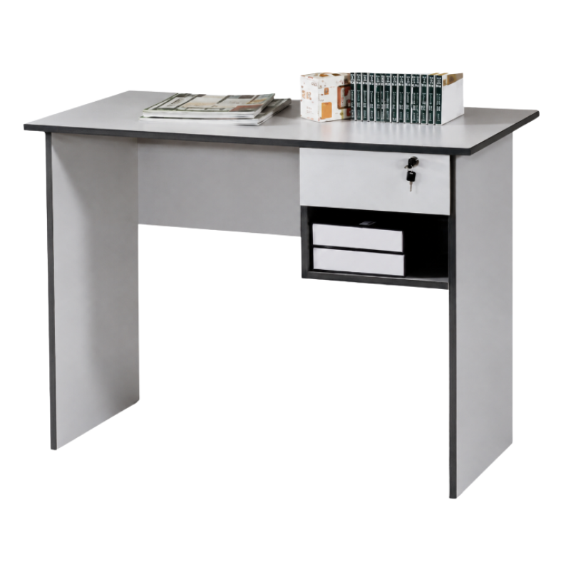 Toad Lily Office Table with Open Shelf & Lockable Drawer, 90cm