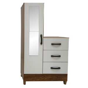 Citronella Single Door Wardrobe with Mirror & 3 Drawers