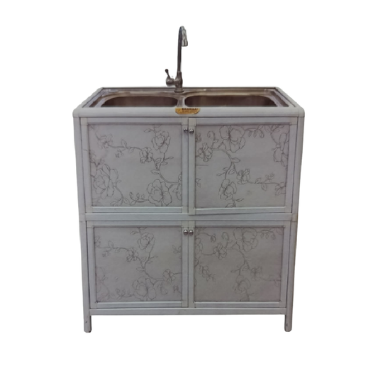 Biham Metal Kitchen Sink with 4-Door Storage Cabinet