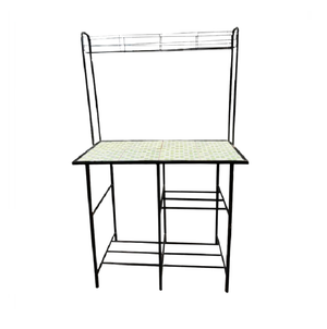 Azha Steel Stove Stand with Upper & Lower Storage Shelves